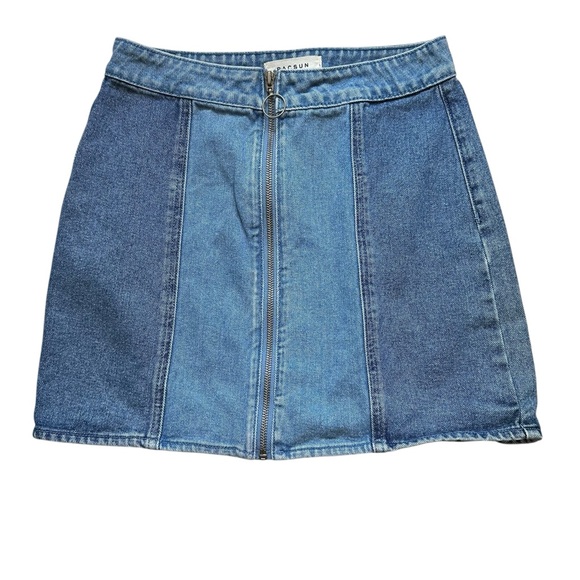🔆 Pacsun color block zipper denim mini skirt - Size 0 (25) - Picture 1 of 3